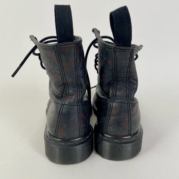 Dr. Martens Original 1460 Black Leather Boots With Subtle Floral Detail, Size 5 - Picture 2 of 9